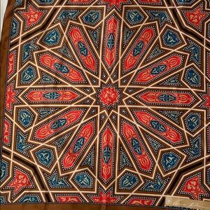 Vtg Anne Klein brown red blue Mandela design scarf